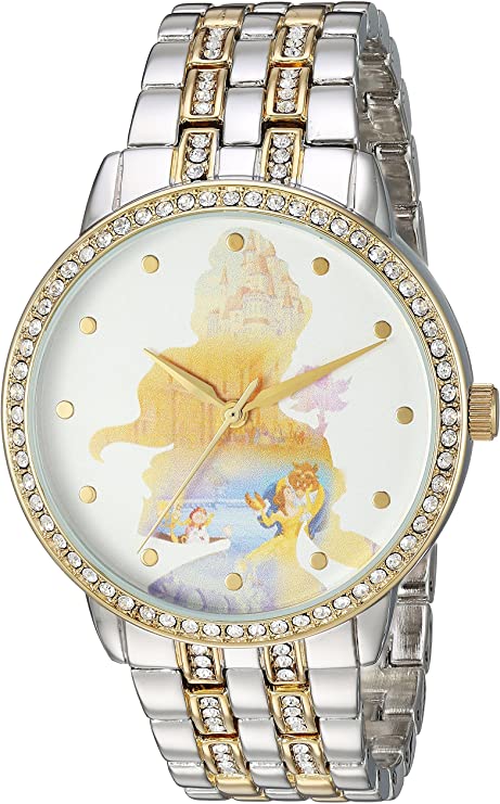 DISNEY Women's Belle Analog-Quartz Watch with Alloy Strap, Two Tone, 20 (Model: WDS000069)