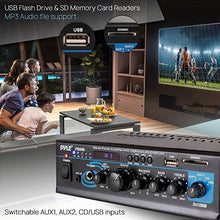 Load image into Gallery viewer, Home Audio Power Amplifier System - 2X120W Dual Channel Mixer Sound Stereo Receiver Box w/RCA, USB, AUX, Headphone, Mic Input, LED - for PA, Theater, Home Entertainment, Studio Use - Pyle PTAU55
