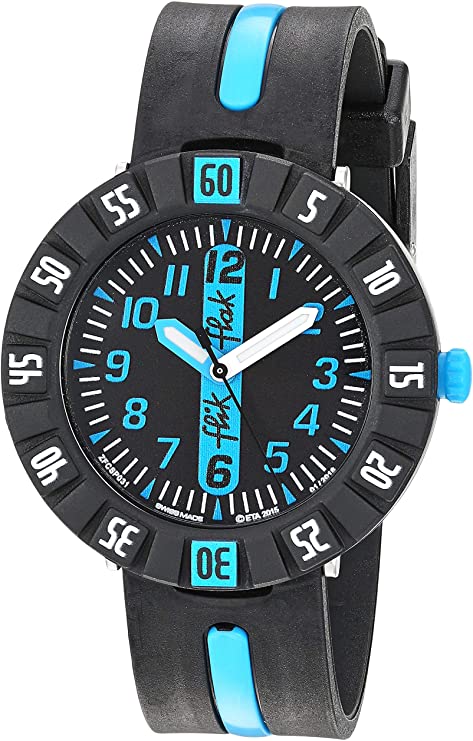 Flik Flak Kids' Sunny Hours Quartz Plastic Strap, Black, 16 Casual Watch (Model: ZFCSP031)