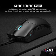 Load image into Gallery viewer, CORSAIR Sabre RGB PRO Champion Series FPS/MOBA Gaming Mouse - Ergonomic Shape for Esports and Competitive Play - Ultra-Lightweight 74g - Flexible Paracord Cable
