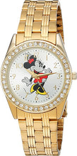 Load image into Gallery viewer, Disney Minnie Mouse Women&#39;s Gold Alloy Glitz Watch, Gold Stainless Steel Bracelet, W002765
