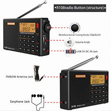 Load image into Gallery viewer, SIHUADON R108 Portable Radio AM FM SW LW Airband Full Band DSP Radio Battery Operated with Headphone Antenna Jack Sleep Time and Alarm Clock 500 Memory Preset Good Gift for Parents by RADIWOW (Black)
