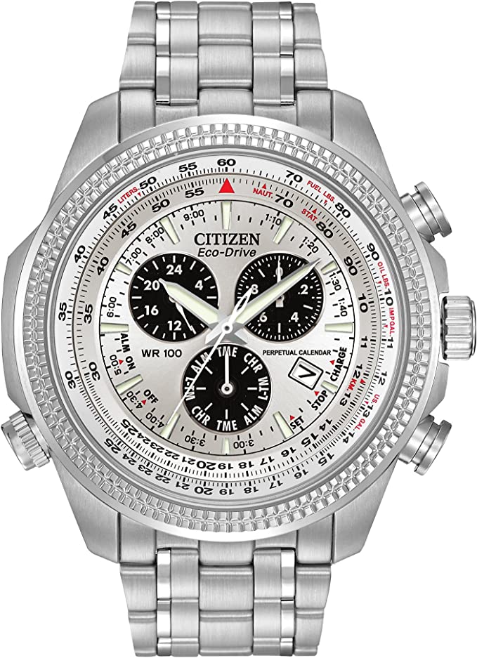 Citizen Eco-Drive Brycen Chronograph Mens Watch, Stainless Steel, Weekender, Silver-Tone (Model: BL5400-52A)