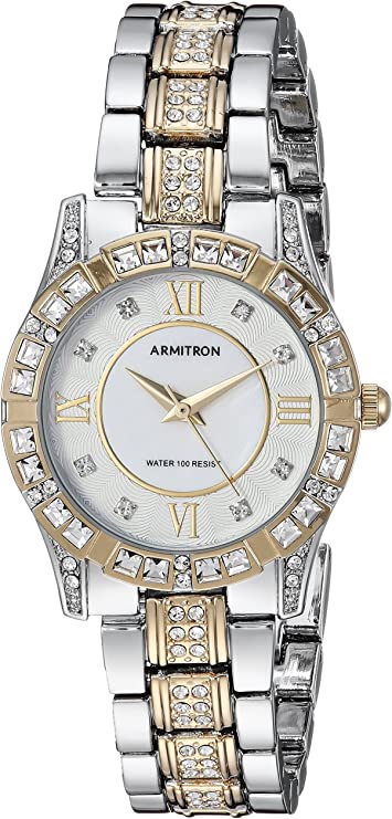 Armitron Women's 75/3996MPTT Genuine Crystal Accented Two-Tone Bracelet Watch