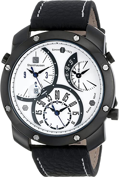 Steinhausen Men's MW1306LLSLUL Triple Crown Analog Display Quartz Black Watch