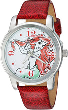 Load image into Gallery viewer, DISNEY Women&#39;s Ariel Analog-Quartz Watch with Leather-Synthetic Strap, red, 18 (Model: WDS000076)
