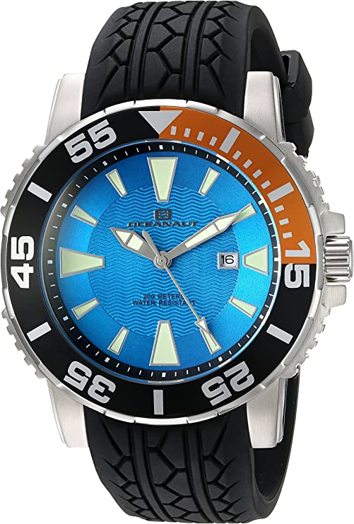 Oceanaut Men's 'Marletta' Quartz Stainless Steel and Silicone Watch, Color:Black (Model: OC2914)