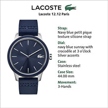 Load image into Gallery viewer, Lacoste Men&#39;s 12.12 Stainless Steel Quartz Watch with Silicone Strap, Blue, 20 (Model: 2011086)
