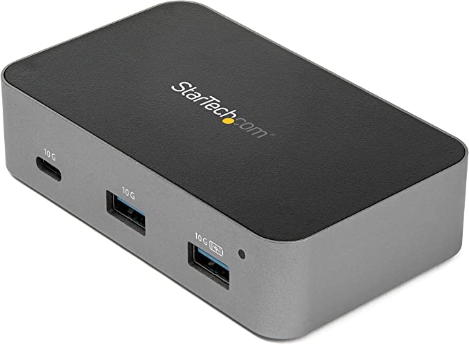 StarTech.com 4-Port USB C Hub - USB 3.1 Gen 2 (10Gbps) - 3X USB-A & 1x USB-C - Powered - Universal Power Adapter Included (HB31C3A1CS) Black, Space Gray