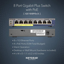 Load image into Gallery viewer, NETGEAR 8-Port PoE Gigabit Ethernet Plus Switch (GS108PEv3) - Managed, with 4 x PoE @ 53W, Desktop or Wall Mount, and Limited Lifetime Protection
