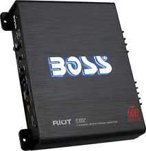 Load image into Gallery viewer, BOSS Audio Systems R3002 - Riot 600 Watt, 2 Channel, 2 4 Ohm Stable Class AB, Full Range, Bridgeable, Mosfet Car Amplifier with Remote Subwoofer Control
