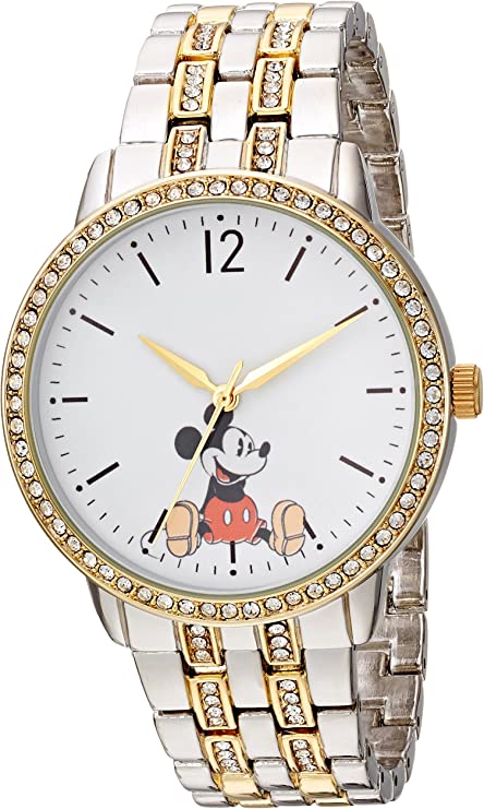 DISNEY Women's Mickey Mouse Analog-Quartz Watch with Alloy Strap, Two Tone, 19 (Model: WDS000386)