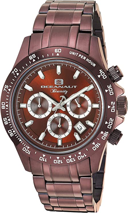 Oceanaut Men's Biarritz Stainless Steel Analog-Quartz Watch with Stainless-Steel Strap, Brown, 20 (Model: OC6116)