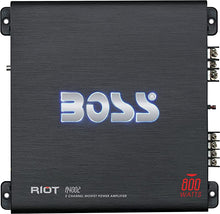 Load image into Gallery viewer, BOSS Audio Systems R4002 - Riot 800 Watt, 2 Channel, 2 4 Ohm Stable Class AB, Full Range, Bridgeable, Mosfet Car Amplifier with Remote Subwoofer Control
