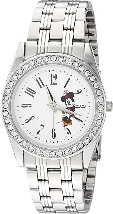 DISNEY Women's Mickey Mouse Analog-Quartz Watch with Stainless-Steel Strap, Silver, 20 (Model: WDS000383)