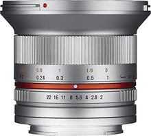 Load image into Gallery viewer, Samyang SY12M-FX-SIL 12mm F2.0 Ultra Wide Angle Lens for Fujifilm X-Mount Cameras, Silver
