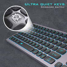 Load image into Gallery viewer, POWZAN Aluminum Quiet Wired Keyboard Backlit- Slim Chiclet Keyboard Compatible with Apple iMac, MacBook, Mac and PC, USB Keyboard Numeric Keypad RGB Lighted Key - Space Gray
