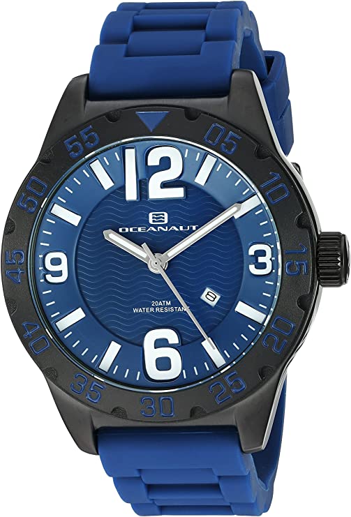 Oceanaut Men's 'Aqua One' Quartz Stainless Steel and Silicone Watch, Color:Blue (Model: OC2715)