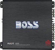 Load image into Gallery viewer, BOSS Audio Systems R2504 - Riot 1000 Watt, 4 Channel, 2 4 Ohm Stable Class AB, Full Range, Bridgeable, Mosfet Car Amplifier with Remote Subwoofer Control
