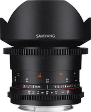 Load image into Gallery viewer, Samyang SYDS14M-N VDSLR II 14mm T3.1 Wide-Angle Cine Lens for Nikon (FX) Cameras
